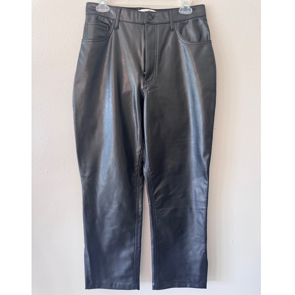 Abercrombie & Fitch Curve Love Pants 90s Straight Ultra High Vegan Leather Sz 10